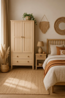 Armoire bébé bois massif 2 portes et 2 tiroirs