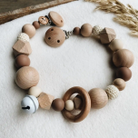 Chaine de poussette écologique en bois et silicone beige Babyzus