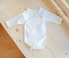 Body bébé manches longues coton bio blanc 1 mois French Poupon