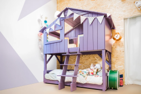 Lit cabane superposé Mathy by Bols couleur lilas