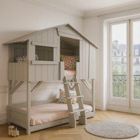 Lit cabane superposé en bois Mathy by Bols