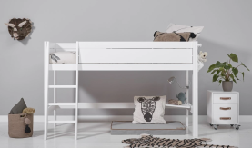 Lit semi mezzanine échelle inclinée en pin massif