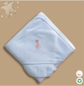 Sortie de bain bébé avec gant en coton bio certifié Gots French Poupon
