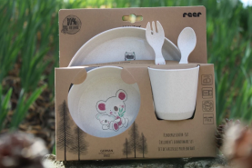 Coffret repas bébé bio sans mélamine avec motifs animaux Reer