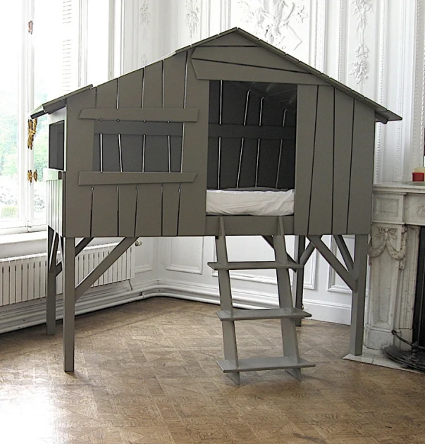 Lit cabane mezzanine en bois brut – 90 x 190 cm - Mathy By Bols
