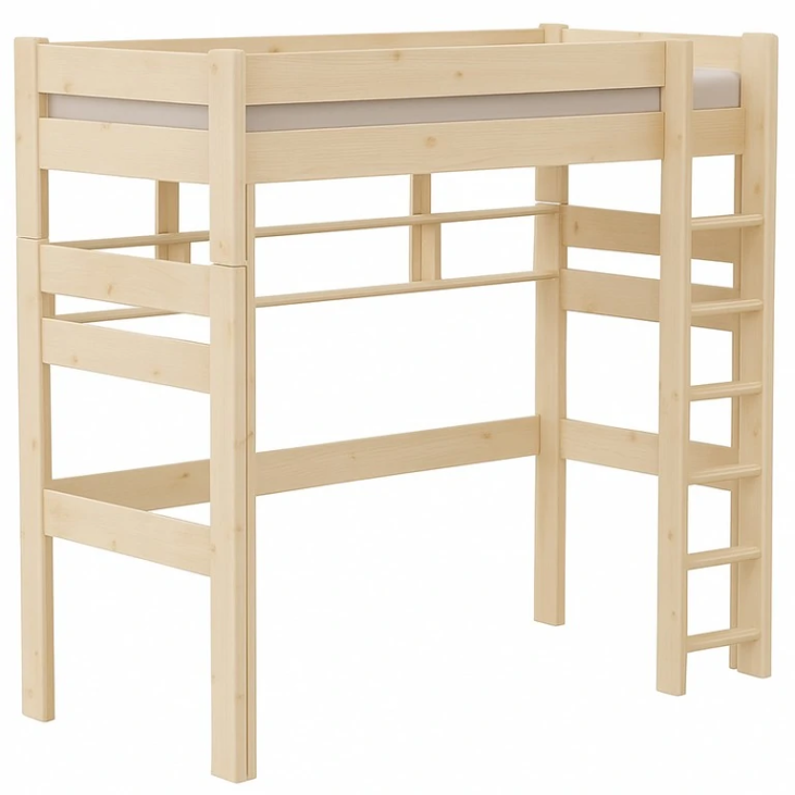 Lit mezzanine bois de qualit&eacute; de forte hauteur