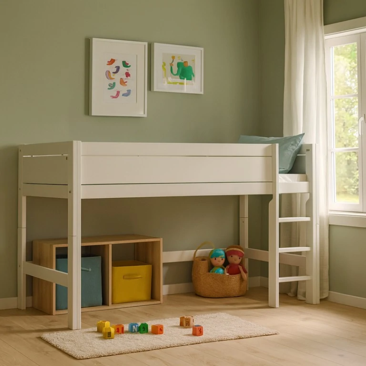 Lit semi hauteur robuste et secure en pin