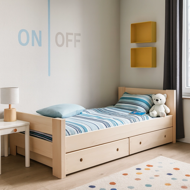 Lit enfant avec tiroirs de rangement Hugo