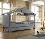 Lit cabane adolescent Star avec tiroir gris ciment