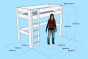 Lit mezzanine bois 1 place 172 - Dimensions