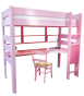 Lit mezzanine bois massif 186 avec grand bureau