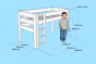 Lit mi hauteur blanc 127 - Dimensions