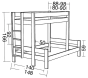 Lit superposé 3 couchages 90x190 et 140x190 - Dimensions